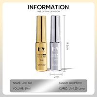 Résine de gel UV personnalisée de qualité supérieure Hanyi sans HEMA, or métallique argenté, gel de luxe pour ongles, émail LED, liner artistique