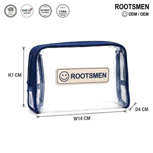 Bolsa de Cosméticos Transparente de PVC con Ribete Azul Marino 14x4x10cm, Bolsa con Cierre Transparente, Organizador de Maquillaje y Artículos de Aseo para Viaje, Logotipo Personalizado OEM ODM - Product Image 1