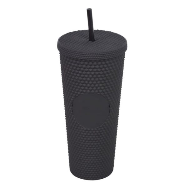 Studded Tumbler with Straw Cold Cup 24oz Matte Black