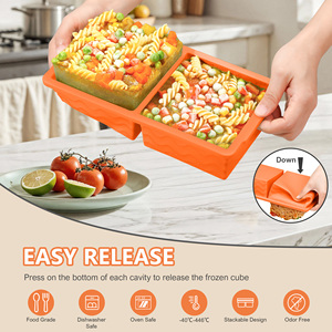 Custom Container Food <b>Storage</b> 2 Cup Ice Cream Maker Tray Freezer Ice Cube Silicone Food Freezer Tray Mold with Lid - Product Image 4