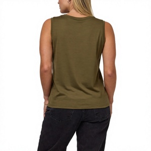 Débardeurs Courts Femme Personnalisables OEM avec Logo, en Coton/Spandex, Col V, Sans Manches, Extensibles, Simples, avec Poche – Vente en Gros - Product Image 6