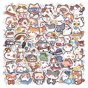 Japanese Kawaii Style Cartoon Animals <b>Waterproof</b> PVC <b>Stickers</b> for Kid Wall Decor Promotional Gift <b>Sticker</b> Set - Product Image 2