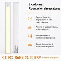 Lumière LED ultra-mince rechargeable avec détecteur de mouvement pour sous-meuble, placard, sous-étagère, comptoir – 20cm, 40cm, 60cm