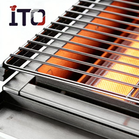 Barbecue portable ITO pour table, avec couvercle en acier inoxydable, 2 brûleurs infrarouges indépendants, cuisinière à gaz, barbecue d'extérieur sans fumée, jaune