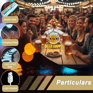 Letrero de Neón 'Don't <span class=keywords><strong>Worry</strong></span>, Beer Happy', Luz de Neón LED para Bar, Luces de Cerveza para el Día del Padre, Letreros de Neón Personalizados - Product Image 6