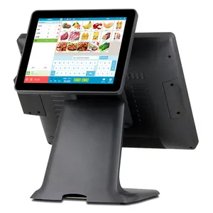 Tela sensível ao toque pos terminal 15 ", sistema de pos de tela dupla, registrador de dinheiro no varejo para computador do supermercado do restaurante