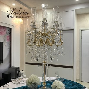 Candelabro Saixin ZT-303 a 13 Bracci in <span class=keywords><strong>Cristallo</strong></span> Dorato, Elegante <span class=keywords><strong>Centrotavola</strong></span> per Decorazioni di Matrimoni e Feste - Product Image 2