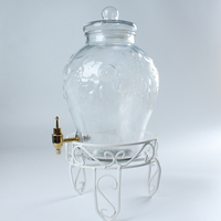 Distributeurs de boissons Mason Jar Distributeur de boissons en verre 10L avec couvercle Robinet Easy-Pull Spigots