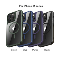 Coque de téléphone hybride magnétique transparente avec dos rigide en PC et pare-chocs souple en TPU mat pour iPhone 16 15 14 Pro Max