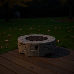 Brasero d'extérieur Db 9 H x 28 L en béton gris anthracite, style rustique, pour brûlage de bois, autoportant, pour espaces de convie dans le jardin - Product Image 2