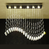 Grand éclairage de luxe de haute qualité Salle à manger rectangulaire K9 Cristal Spirale Goutte de pluie Lustre à led moderne Suspension