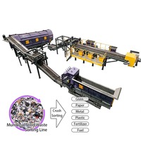Usine de tri des déchets solides urbains (DSU) 500 TPD avec crible rotatif et plateforme manuelle pour matériaux de déchets urbains