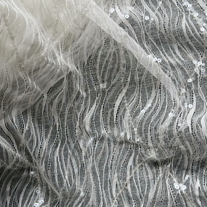 Ricami di lusso da <span class=keywords><strong>donna</strong></span> fantasia da <span class=keywords><strong>donna</strong></span> abito da sera con paillettes pizzo velo francese pizzo bianco in Stock - Product Image 6