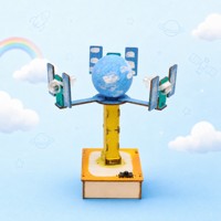 Kit Scientifique STEM DIY : Modèle de Satellite Géostationnaire BoHang – Jouet Éducatif Spatial en Bois pour Enfants – Expérience de Satellite Orbital LED