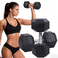Haltères hexagonaux classiques en caoutchouc WENDY avec poignée moletée pour la musculation et le bodybuilding, 2,5 kg - 30 kg, haltère individuel