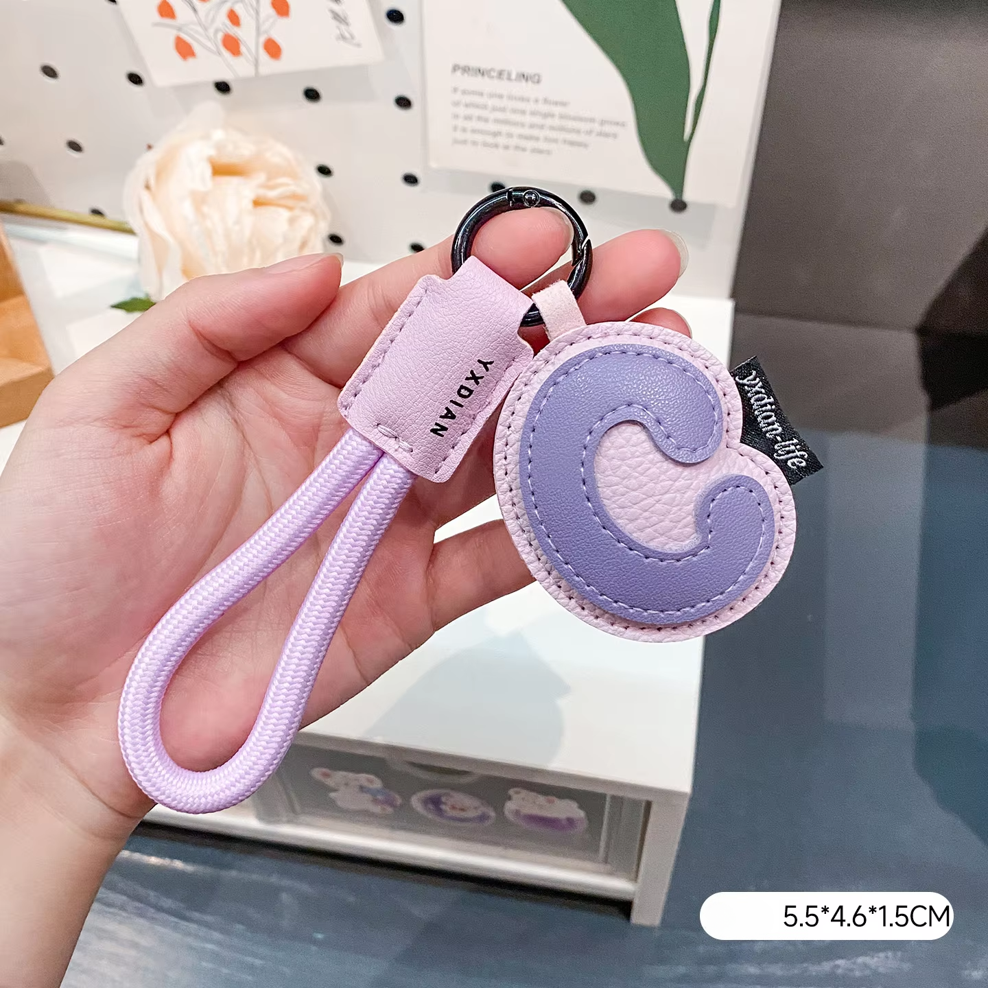 Leather letter pendant-c