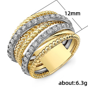 Set di Anelli da Donna Bicolore con Micro Pavé di Zirconi, Gioielli alla Moda - Product Image 2