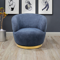 Fauteuil pivotant en tissu de salon moderne et confortable, vente en gros d'usine, base en métal doré à 360 degrés, fauteuil de détente à une place