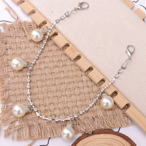 Cadena para zapatos con colgante de perlas de diamante para mujer, accesorio de moda con perlas de imitación blancas, joyería para zapatos de lona de uso diario - Product Image 3