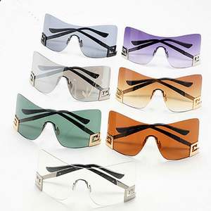 Lunettes de soleil tendance punk personnalisées avec logo, pour femmes et hommes, lunettes de soleil surdimensionnées sans monture, lunettes de soleil pour femmes - Product Image 4