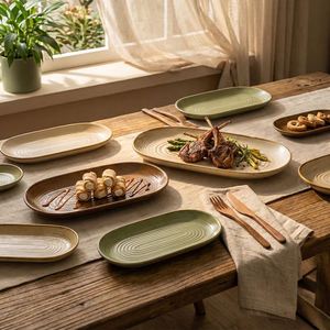 Japanese Style <b>Ceramic</b> Steak <b>Plate</b> Oval Shaped Pasta Sushi Sashimi Salad <b>Plate</b> Household Porcelain Bread Tray Snack <b>Plate</b> - Product Image 4