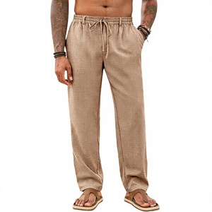 Men's <b>Linen</b> Drawstring <b>Wide</b> <b>Leg</b> Pants Casual Loose Fit <b>Trousers</b> for Yoga Travel Wear Wholesale Rate OEM Custom Design - Product Image 1