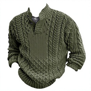 Pull en maille à col mi-haut pour homme, coupe ajustée, manches longues, anti-boulochage, en acrylique, nouvelle collection automne-hiver, 340g, de la marque Brandour Apparels - Product Image 2