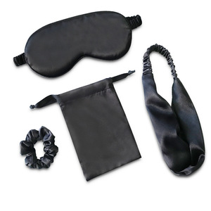ชุดหน้ากากปิดตาสำหรับเดินทาง4ชิ้น/เซ็ตผ้าซาตินพร้อมถุงรูดและยางรัดผมแบบมัดผม - Product Image 3