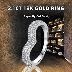 Bijoux classiques pour femmes, bague ronde brillante en or massif 18 carats avec diamant de laboratoire de 2,1 carats, pour cadeau de mariage, occasions de fête - Product Image 2