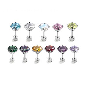 Piercing de cuerpo personalizado joyería ASTM F136 titanio Labret nariz Stud tallo largo roscado Zircon <span class=keywords><strong>labio</strong></span> uñas Ti hilo interno <span class=keywords><strong>pendientes</strong></span> - Product Image 6