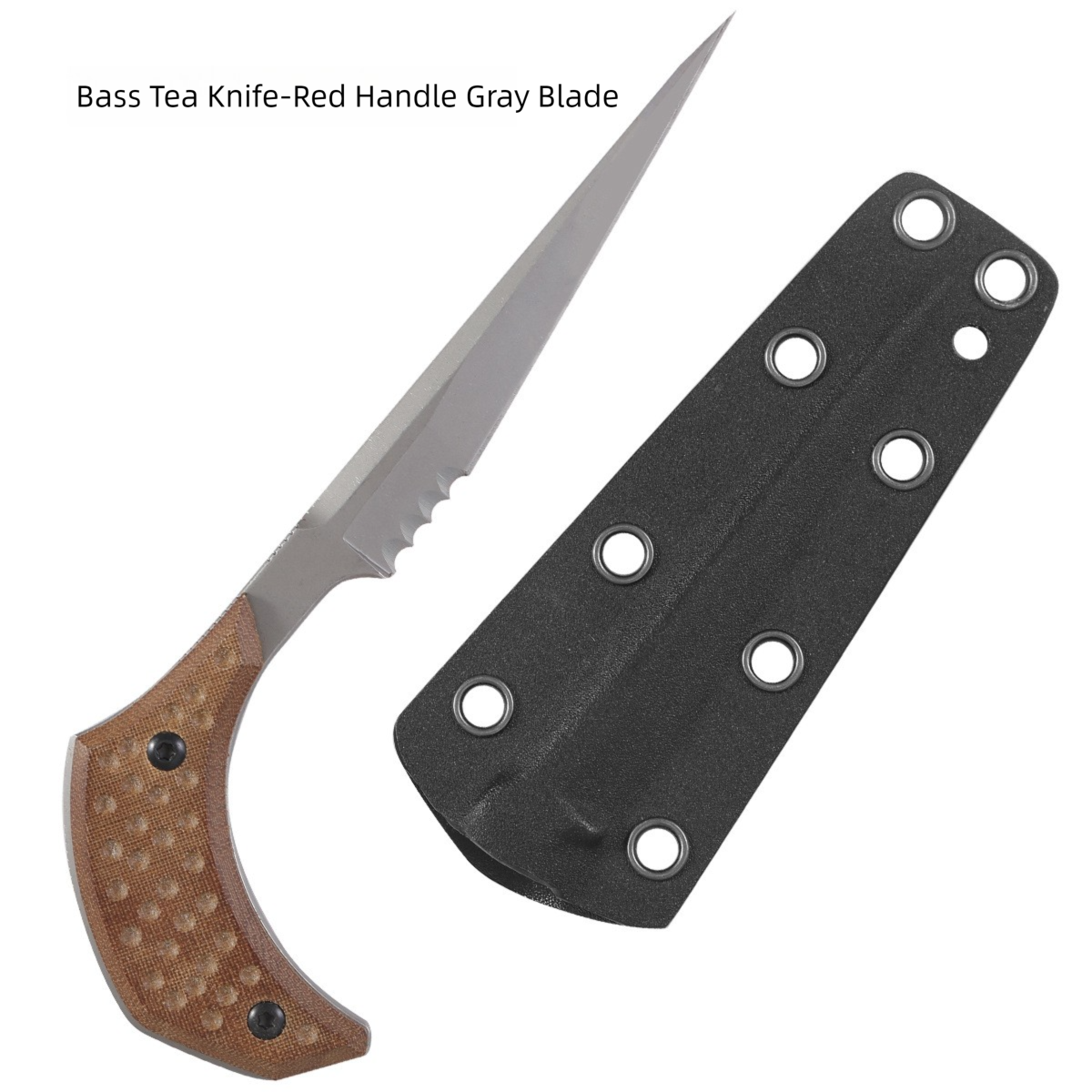 Hoja gris con mango rojo