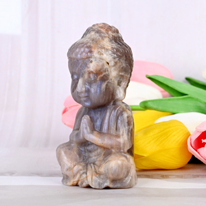 Statue de Bouddha en cristal sculptée à la main, pierre de lune, pour la décoration intérieure – Offre spéciale - Product Image 5