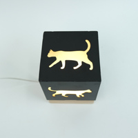Lampu meja Usb seri kucing hitam, lampu malam logam Usb besi untuk pecinta kucing
