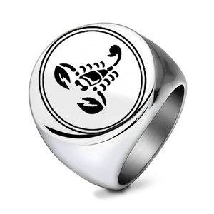 Anillo de Acero Inoxidable con Escorpión de 22MM, Grabado Láser, Zodiaco Animal, Joyería Vintage para Hombre, Regalo - Product Image 1