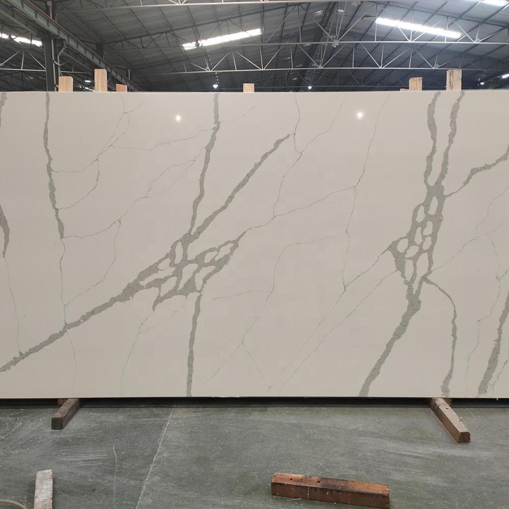 Wholesale Marble Look Good Big Jumbo White Calacatta Marble Artificial Quartz Stone Slab Prices For Building Wall Veneer