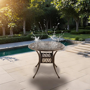 Ensemble bistro <span class=keywords><strong>patio</strong></span> 5 pièces en aluminium coulé-Table d'extérieur ronde en métal avec trou pour parapluie et <span class=keywords><strong>4</strong></span> chaises de jardin pour terrasse - Product Image 3