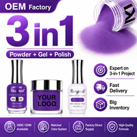 Kit 3-en-1 sans HEMA, sans TPO, végétalien, gel semi-permanent, compatible avec la poudre acrylique, séchage à l'air, ensemble de vernis à ongles colorés