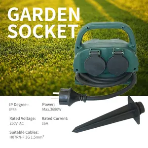 Outdoor Waterproof Garden German Double Schuko Portable Socket Outlet