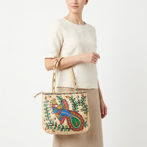 Bolsa de Mano de Algodón Acolchado con Estampado de Bloques, Bolso de Hombro Reutilizable de Gran Capacidad para Actividades Promocionales - Product Image 6