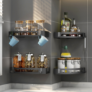 Teel-estantes de pared para baño, <span class=keywords><strong>sin</strong></span> perforación estantería de <span class=keywords><strong>ducha</strong></span>, color negro - Product Image 6