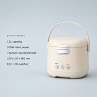 Cuisinière à riz électrique intelligente portable pour la maison, directement de l'usine, 1,2 L, 200 W, revêtement en titane avec cuiseur vapeur et tasse doseuse