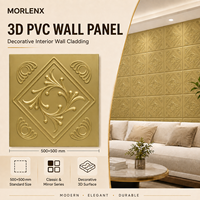 Panel de Pared Decorativo Floral 3D en PVC Dorado MORLENX, Revestimiento de Pared Clásico en Relieve para Interiores de Clubes y Salones de Comedor