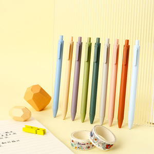 Bolígrafo de gel retro de colores macaron con tinta negra, punta de bala y cierre de presión para estudiantes y uso de oficina. - Product Image 1