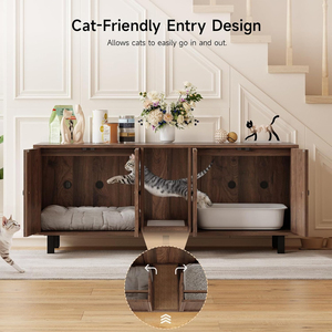 Muebles JIAMEIJIA, Gabinete para Gatos de Madera Marrón con Refugio Oculto, Venta al Por Mayor, OEM, ODM - Product Image 4