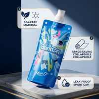 Pochette pour bouteille d'eau pliable, imprimée avec des motifs de dessins animés, en TPU de qualité alimentaire, sans BPA, écologique, recyclable, pour le sport