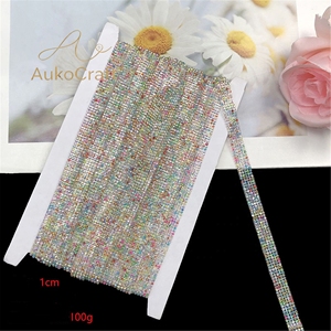 Neue Aufbügelbare Hotfix-Kristall-Strass-Kette, Spitzenstoff für Taschen, Kleidung, Kragen, Manschetten, Dekorative Diamant-Borte, Kostüm-Spitzenverzierungen - Product Image 6