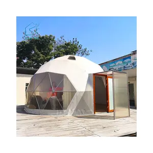 China Supplier Outdoor Bell Safari Glamping Dome Tent Luxury Camping Kit With Shower Room