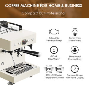 Cafetera Espresso Italiana Eléctrica de 220V, Semiautomática, de Acero Inoxidable, de 58 mm, con Bomba de Alta Presión - Product Image 3