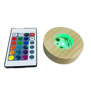 Bằng gỗ ánh sáng đứng cơ sở đầy màu sắc đèn Led điều khiển từ xa hiển thị cơ sở selenite tháp 3D tinh thể Laser khắc trang trí - Product Image 1