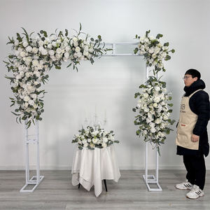 Arche florale carrée en roses blanches artificielles pour mariage, décoration de scène et événements - Product Image 1